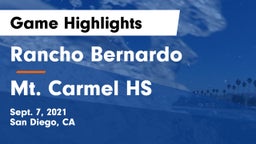 Rancho Bernardo  vs Mt. Carmel HS Game Highlights - Sept. 7, 2021