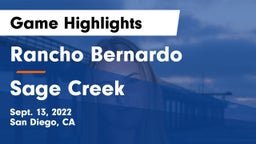 Rancho Bernardo  vs Sage Creek  Game Highlights - Sept. 13, 2022