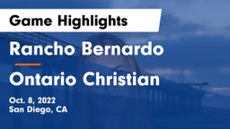 Rancho Bernardo  vs Ontario Christian  Game Highlights - Oct. 8, 2022