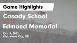 Casady School vs Edmond Memorial  Game Highlights - Oct. 3, 2022