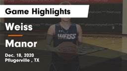 Weiss  vs Manor  Game Highlights - Dec. 18, 2020