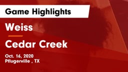 Weiss  vs Cedar Creek  Game Highlights - Oct. 16, 2020