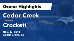 Cedar Creek  vs Crockett  Game Highlights - Nov. 17, 2018