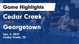 Cedar Creek  vs Georgetown  Game Highlights - Jan. 4, 2019