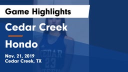 Cedar Creek  vs Hondo  Game Highlights - Nov. 21, 2019