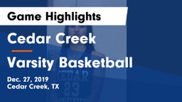 Cedar Creek  vs Varsity Basketball Game Highlights - Dec. 27, 2019