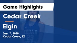 Cedar Creek  vs Elgin  Game Highlights - Jan. 7, 2020