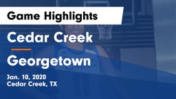 Cedar Creek  vs Georgetown  Game Highlights - Jan. 10, 2020