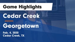 Cedar Creek  vs Georgetown  Game Highlights - Feb. 4, 2020