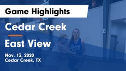 Cedar Creek  vs East View  Game Highlights - Nov. 13, 2020