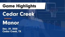 Cedar Creek  vs Manor  Game Highlights - Dec. 29, 2020