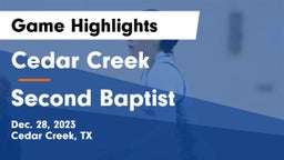 Cedar Creek  vs Second Baptist Game Highlights - Dec. 28, 2023