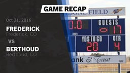 Recap: Frederick  vs. Berthoud  2016