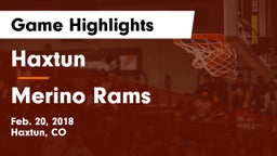 Haxtun  vs Merino Rams Game Highlights - Feb. 20, 2018
