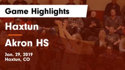 Haxtun  vs Akron HS Game Highlights - Jan. 29, 2019