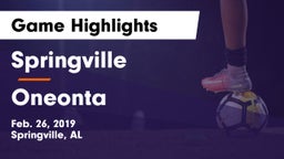 Springville  vs Oneonta  Game Highlights - Feb. 26, 2019