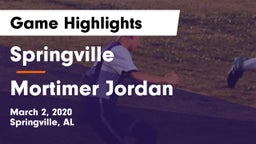 Springville  vs Mortimer Jordan  Game Highlights - March 2, 2020