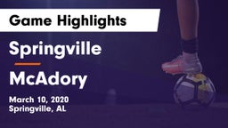 Springville  vs McAdory  Game Highlights - March 10, 2020