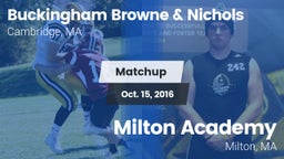 Matchup: Buckingham Browne & vs. Milton Academy  2016