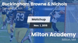 Matchup: Buckingham Browne & vs. Milton Academy  2019