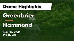 Greenbrier  vs Hammond  Game Highlights - Feb. 27, 2020