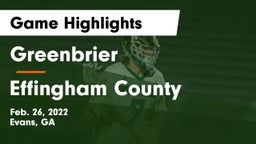 Greenbrier  vs Effingham County  Game Highlights - Feb. 26, 2022