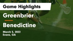 Greenbrier  vs Benedictine  Game Highlights - March 5, 2022