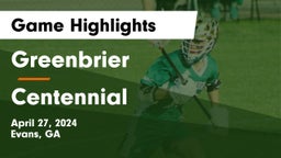 Greenbrier  vs Centennial  Game Highlights - April 27, 2024