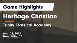 Heritage Christian   vs Trinity Classical Academy  Game Highlights - Aug. 21, 2019