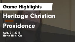 Heritage Christian   vs Providence Game Highlights - Aug. 21, 2019