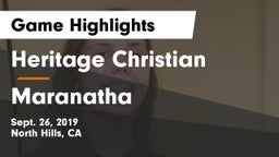Heritage Christian   vs Maranatha  Game Highlights - Sept. 26, 2019