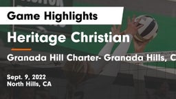 Heritage Christian   vs Granada Hill Charter- Granada Hills, CA Game Highlights - Sept. 9, 2022