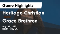 Heritage Christian   vs Grace Brethren  Game Highlights - Aug. 19, 2023