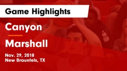 Canyon  vs Marshall  Game Highlights - Nov. 29, 2018