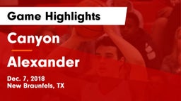 Canyon  vs Alexander  Game Highlights - Dec. 7, 2018