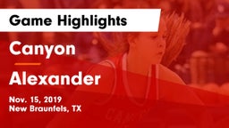 Canyon  vs Alexander  Game Highlights - Nov. 15, 2019