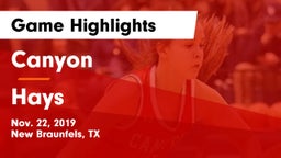 Canyon  vs Hays  Game Highlights - Nov. 22, 2019
