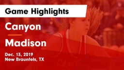 Canyon  vs Madison  Game Highlights - Dec. 13, 2019