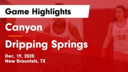 Canyon  vs Dripping Springs  Game Highlights - Dec. 19, 2020