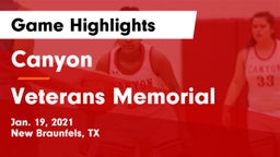 Canyon  vs Veterans Memorial Game Highlights - Jan. 19, 2021