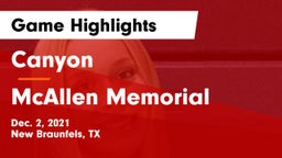 Canyon  vs McAllen Memorial  Game Highlights - Dec. 2, 2021