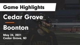 Cedar Grove  vs Boonton  Game Highlights - May 24, 2021