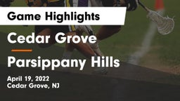 Cedar Grove  vs Parsippany Hills  Game Highlights - April 19, 2022