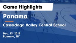 Panama  vs Cassadaga Valley Central School Game Highlights - Dec. 13, 2018