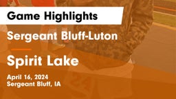 Sergeant Bluff-Luton  vs Spirit Lake  Game Highlights - April 16, 2024