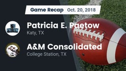 Recap: Patricia E. Paetow  vs. A&M Consolidated  2018