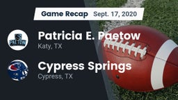 Recap: Patricia E. Paetow  vs. Cypress Springs  2020