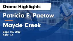 Patricia E. Paetow  vs Mayde Creek  Game Highlights - Sept. 29, 2022