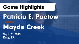 Patricia E. Paetow  vs Mayde Creek Game Highlights - Sept. 2, 2023