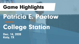 Patricia E. Paetow  vs College Station  Game Highlights - Dec. 14, 2020